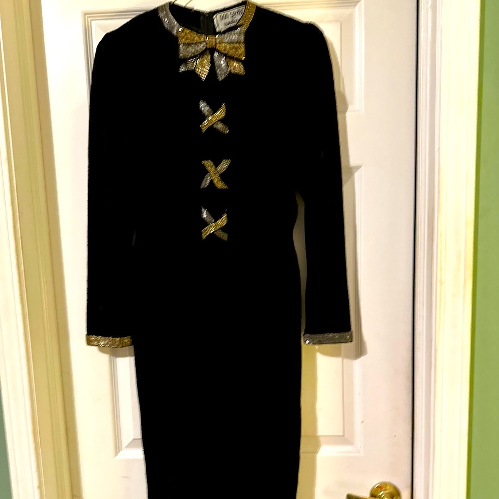 Don Sayre Vintage knit dress with beading, size 8